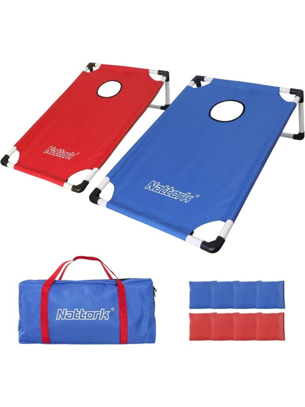 Portable Cornhole Game Set with 2 Boards, 8 Bags & Carrying Case - Outdoor Fun!
